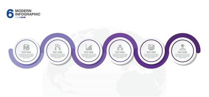 Infographic process design with icons and 6 options or steps. vector