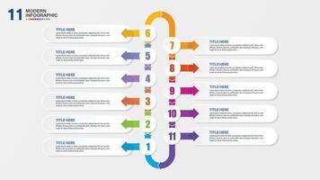Modern infographic with 11 steps for presentation. vector