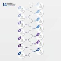 Infographic 14 options or step for presentation. Business icons concept. vector