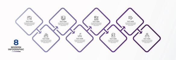 Infographic process design with icons and 8 options or steps. vector