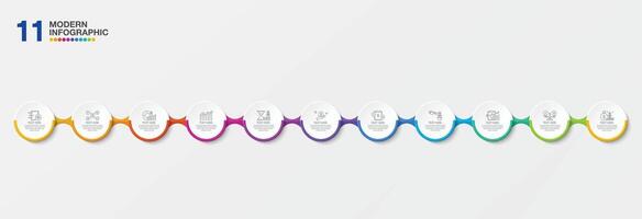 Infographic process design with icons and 11 options or steps. vector