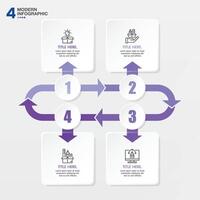 Infographic with 4 steps and business icons for presentation. vector