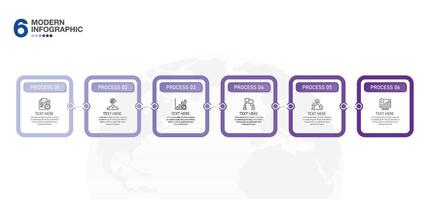 Infographic square design with icons and 6 options or steps. vector