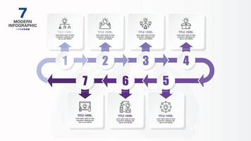 Modern infographic with 7 steps and business icons for presentation. vector