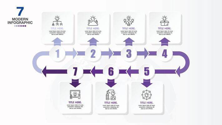 Modern infographic with 7 steps and business icons for presentation.