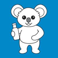 Adorable Koala Character Design with Beer Bottle for Prints and Merchandise vector