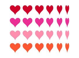 Red, pink hearts icon set. Collection of gradient hearts of different shapes. illustration isolated on white background, eps10 vector