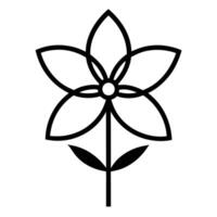 Minimalist Symmetrical Flower with Five Petals, Stem, and Leaf vector
