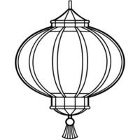 Chinese Lantern Festival Line Art Illustration for Celebrations vector