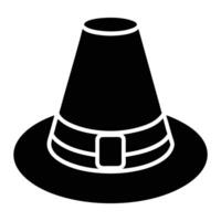 Design a Black Pilgrim Hat Icon in Style vector