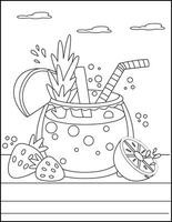 Summer coloring page For kids vector