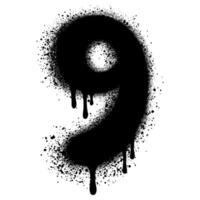 spray painted graffiti number 9 sprayed isolated with a white background. vector