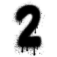 spray painted graffiti number 2 sprayed isolated with a white background. vector