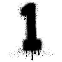 spray painted graffiti number 1 sprayed isolated with a white background. vector