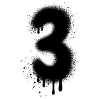 spray painted graffiti number 3 sprayed isolated with a white background. vector
