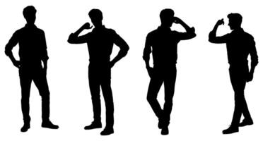 Silhouette of a man in a business shirt standing. isolated on white background. eps 10 vector