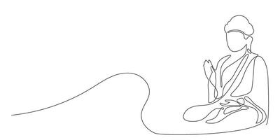 Buddha sitting one continuous line art. editable outline stroke. vector
