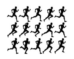Powerful Sprinting Runners Silhouette Template vector
