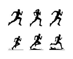 Running Silhouettes Template for Fitness vector
