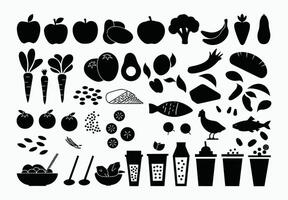Healthy Foods Silhouette Collection Template vector