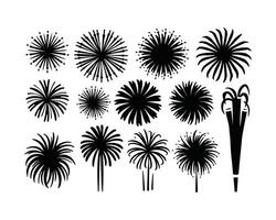 Sparkling Fireworks Silhouette Collection Template vector