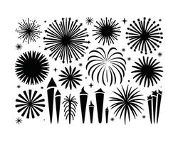 Fireworks Explosion Silhouettes Template vector