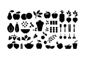 Raw Nuts and Seeds Silhouette Collection vector