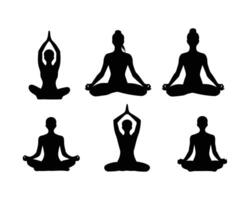 Lotus Pose Yoga Silhouette Collection Template vector