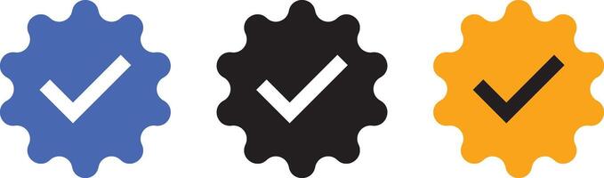 Blue check mark tick verification icon set. Blue verify symbol. Tick mark sign vector