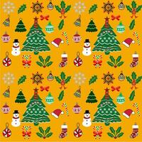seamless christmas yelow background with element christmas vector