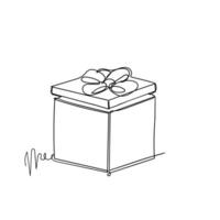 a drawing of a gift box with a bow vector