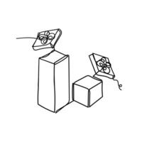 a line drawing of two boxes with a ribbon tied to them vector