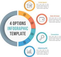 4 Options infographic template with line icons for presentations, reports, brochures etc, can be used as steps, workflow, process vector