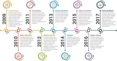 Horizontal timeline infographics template vector