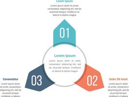 Circle infographics template with three elements, can be used as steps, options, process diagram vector