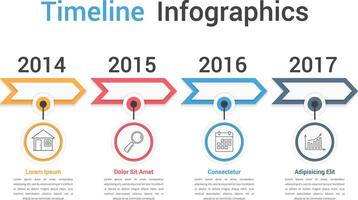Timeline infographics template with arrows, workflow or process diagram vector