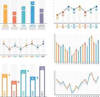 Bar graph and line graph templates, business infographics vector