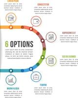 6 Options infographic template with line icons for presentations, reports, brochures etc, can be used as steps, workflow, process vector