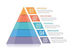 Pyramid infographic template with five elements vector