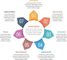 Circle infographics template with seven elements, can be used as steps, options, process diagram vector