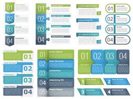 Set of different infographic elements with numbers, line icons and place for your text, can be used as workflow, process infographics, steps or options vector