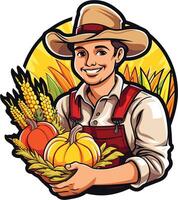 Celebrating autumn harvest with pumpkins and corn vector