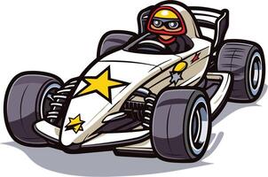 Exciting cartoon racing car image with colorful design and driver vector