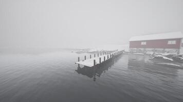 Snow-covered Dock in the Frigid Norwegian Sea video