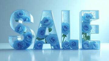 SALE word. 3d rendering illustration for graphic design, ui ux design, presentation or background. shape with glass effect photo