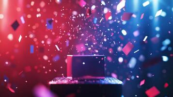 A vibrant celebration with confetti and stylish lights to enhance the atmosphere photo