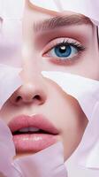 A fashionable and artistic portrait that features a creative and visually appealing paper texture photo