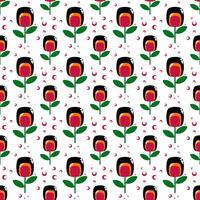 Seamless pattern with red and black roses on white background. vector