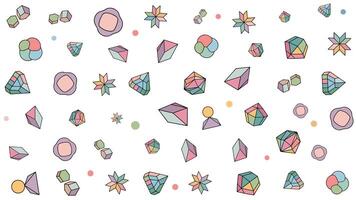 Abstract geometrical shapes with stones and gems, colorful illustration. vector