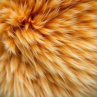 A vibrant close-up of fluffy orange fur, highlighting the fine texture and dynamic flow of the strands photo